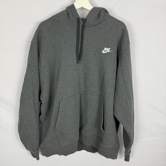 Nike Charcoal Gray Hooded Sweatshirt Hoodie Pullover Logo Mens Size XXL READ - Picture 1 of 11